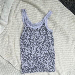Aerie Gray Leopard Print Tank Top Small